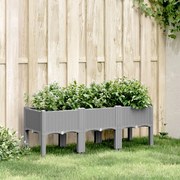 vidaXL Vaso/floreira de jardim c/ pernas 120x40x42cm PP cinzento-claro