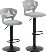 HOMCOM Conjunto de 2 Bancos Altos de Cozinha Giratórios a 360° Reguláveis em Altura de 84-105 cm 40,5x43x84-105 cm Cinzento | Aosom Portugal