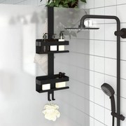 vidaXL Prateleiras de chuveiro aço inoxidável 304 escovado preto mate