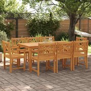 vidaXL Conjunto de Jantar para Jardim 9 pcs Castanho 180 x 90 x 75 cm