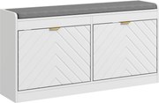 HOMCOM Banco para Sapatos com Assento Estofado e Gavetas Basculantes 106x24x52,5 cm Branco | Aosom Portugal