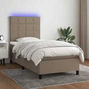 Cama box spring colchão/LED 100x200cm tecido cinza-acastanhado