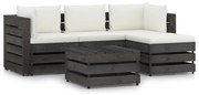 5 pcs conj. lounge jardim + almofadões madeira impreg. cinzento