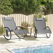 vidaXL Espreguiçadeiras baloiço 2 pcs aço e textilene cinzento