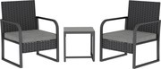 Outsunny Conjunto de Jardim em Rattan com 2 Poltronas de Exterior e Mesa com Tampo em Vidro, Preto | Aosom Portugal