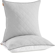 Conjunto de 2 travesseiros SONGMICS HOME, reversível 80 x 80 cm, capa macia refrescante, enchimento de 1200 g, inverno, verão, lavável à máquina, secar em temperatura máxima de 60 °C, cinza-pomba TBP022G02