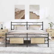 vidaXL Estrutura de cama sem colchão 180x200cm metal carvalho sonoma