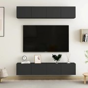 Móveis de TV 4 pcs 80x30x30 cm contraplacado preto