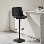 Conjunto 2 bancos de bar, com encosto e apoio para os pés, reguláveis em altura 48,5 x 43 x (93,5-114) cm Pretos
