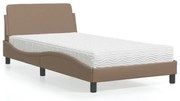 vidaXL Cama com colchão 100x200 cm couro artificial cappuccino