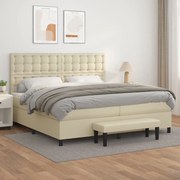 vidaXL Cama com molas/colchão 200x200 cm couro artificial cor creme