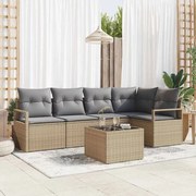 vidaXL Conjunto de Sofá de Jardim com 6 Peças e Almofadas em Rattan Sintético Preto