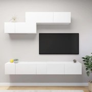 6 pcs conjunto de móveis de TV contraplacado branco