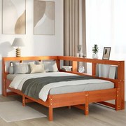 vidaXL Cama c/ estante sem colchão 120x200cm pinho maciço castanho-mel