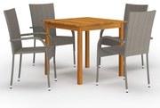 vidaXL 5 pcs conjunto de jantar para jardim cinzento