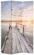 vidaXL Biombo dobrável com estampa de lago 120x170 cm