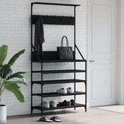 vidaXL Bengaleiro c/ arrumação de calçado 90x34x184 cm preto