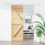 vidaXL Porta de correr com ferragens 70x210 cm madeira de pinho maciça