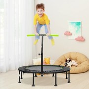 Trampolim dobrável de 117 cm de fitness saltitante com corrimão de altura ajustável Molas de metal galvanizado Verde