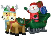 Decoração Insuflável de Natal Pai Natal com Trenó e 2 Renas Decoração