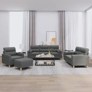 vidaXL 4 pcs conjunto de sofás com almofadas tecido cinzento-escuro