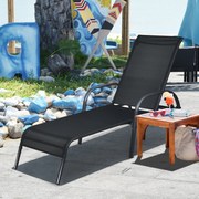 Espreguiçadeira reclinável dobrável para exterior com encosto ajustável para piscina Jardim Praia Varanda 192 x 66 x 61,5 cm Preta