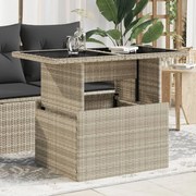 vidaXL Mesa jardim c/ tampo de vidro 100x55x73 cm vime PE cinza-claro