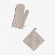 Conjunto De Luva E Pano Para Forno Nedeliya Cinzento Areia - Sklum