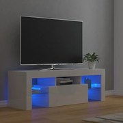 Móvel de TV com luzes LED 120x35x40 cm branco brilhante