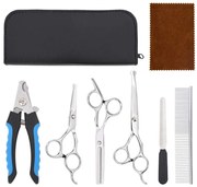 vidaXL 6 pcs conjunto de tesouras de tosquia para cães aço inoxidável