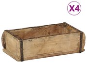 vidaXL Tabuleiro com armazenamento 4 pcs Castanho 30 x 15 x 9 cm