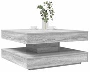 vidaXL Mesa de centro rotativa a 360 graus 70x70x34,5 cm sonoma cinza