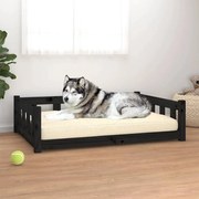 vidaXL Cama para cães 105,5x75,5x28 cm madeira de pinho maciça preto