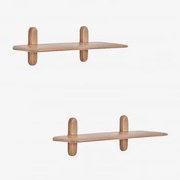 Pack De 2 Prateleiras De Parede Em Madeira Veleta Madeira De Manga & ↔︎ 80 Cm - Sklum