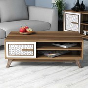 Mesa de Centro Ayla – Nogueira e Branco – 105 x 38,2 x 60 cm