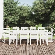 11 pcs conj. de jantar p/ jardim madeira de pinho maciça branco