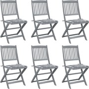 vidaXL Cadeiras exterior dobráveis c/ almofadões 6 pcs acácia maciça