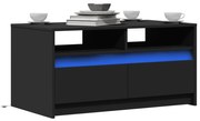 vidaXL Mesa de centro com luzes LED derivados de madeira preto