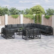 vidaXL Conjunto de Sofá de Jardim 13 pcs Preto 353 x 353 x 71 cm