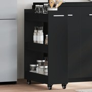 vidaXL Armário com rodas 60x22x79 cm derivados de madeira preto
