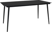 vidaXL Mesa de jantar para jardim 190x90x74 cm aço e vidro preto