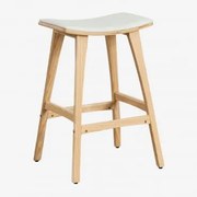 Banco Alto Lorete 65 Cm Em Madeira E Couro Sintético Madeira Natural - Sklum