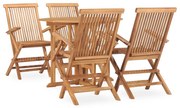 vidaXL 5 pcs conjunto jantar dobrável p/ exterior madeira teca maciça