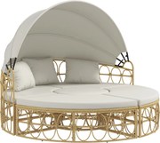 Outsunny Ilha de sol, 4 peças, toldo retrátil, 5 almofadas, aparência de rattan, 178B x 85T x 66,5H cm, bege | Aosom Portugal