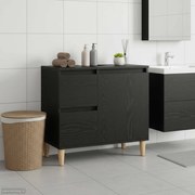 vidaXL Armário de Banheiro com gaveta Carvalho Preto 65 x 33 x 60 cm
