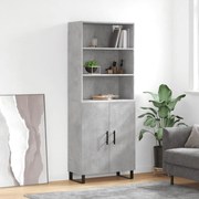 vidaXL Armário alto 69,5x34x180 cm derivados de madeira cinza cimento