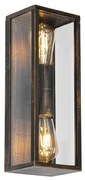 Candeeiro de parede vintage dourado antigo 38 cm 2 luzes IP44 - Charlois Industrial,Clássico / Antigo