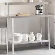 Mesa trabalho cozinha c/ prateleira 110x55x120cm aço inoxidável