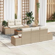 vidaXL Conjunto de Sofá de Jardim de 6 Peças com Almofadas Bege em Rattan Sintético e Acácia