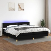 vidaXL Cama box spring c/ colchão e LED 200x200 cm tecido preto